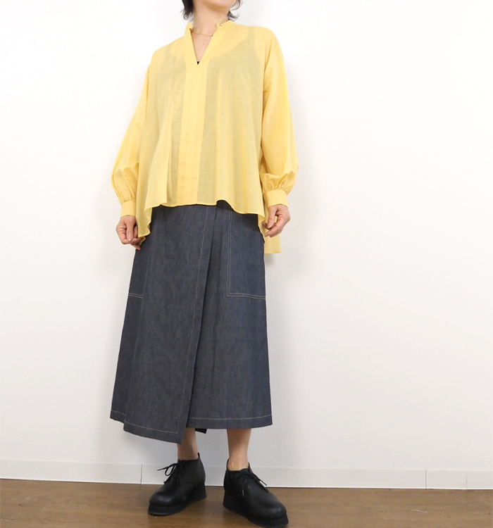 MIDIUMISOLID ミディウミソリッド シャツ スタンドカラースキッパー レディース