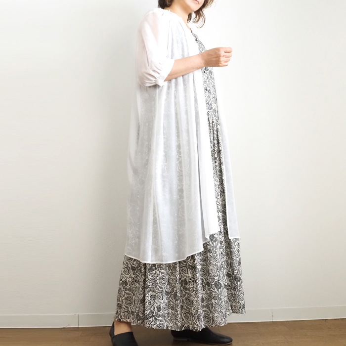 MIDIUMISOLID ミディウミソリッド シフォンモチーフレース カーディガン レディース
