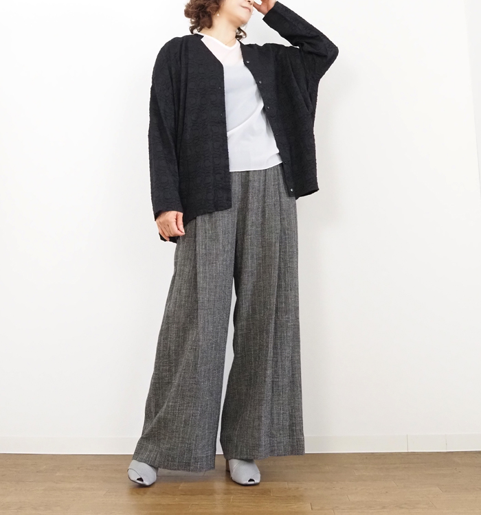 mizuiro ind ミズイロインド Vネックシャツ カットジャガード レディース