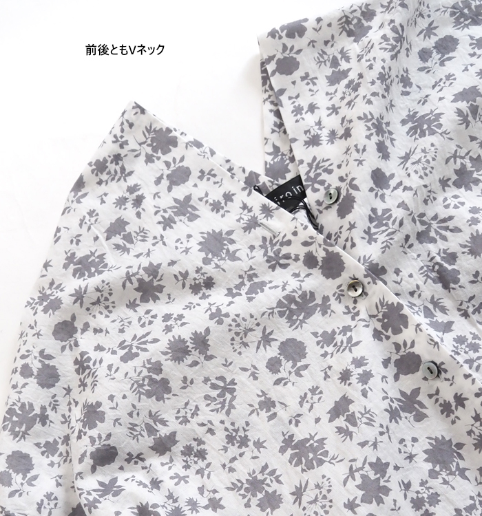mizuiro ind ミズイロインド スモールフラワープリントVネックシャツ