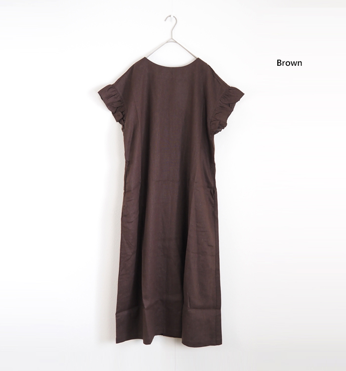 PONT DE CHALONS ポンデシャロン リネンワンピース フリル袖 レディース