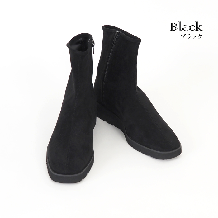 ATELIER BRUGGE アトリエブルージュ ショートブーツ ストレッチスウェード風 レディース