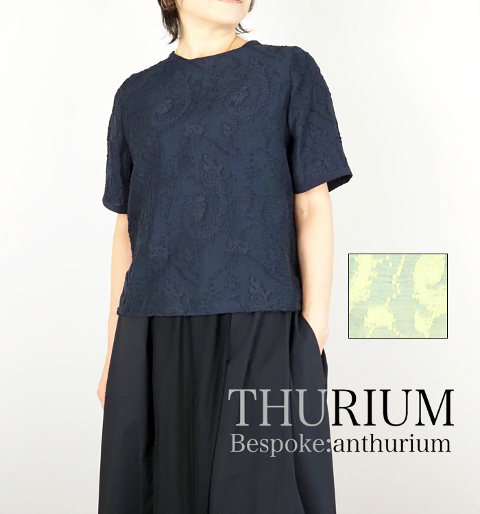THURIUM スリウム ブラウス ラウンドネックプルオーバー カットジャガード