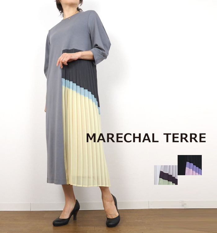 MARECHAL TERRE マルシャルテル ワンピース サイドプリーツ レディース