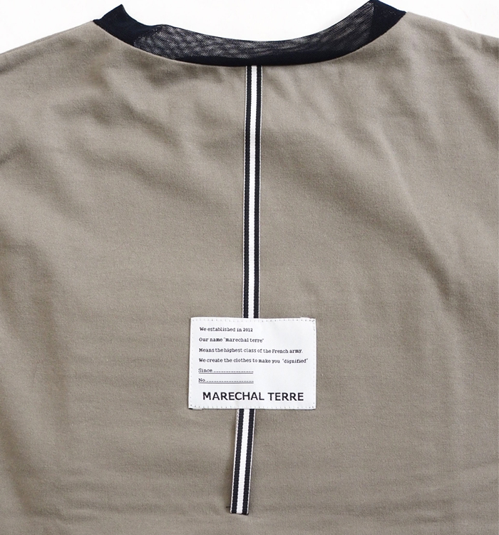MARECHAL TERRE マルシャルテル リボンジャガード Tシャツ 7分袖 コクーン袖