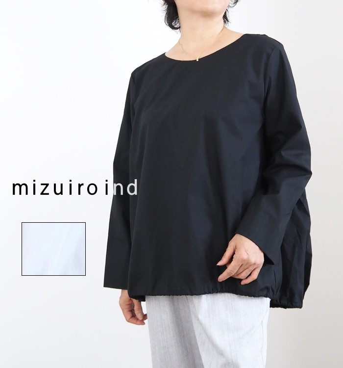 mizuiro ind ドローストリングクルーネックプルオーバーブラウス 着用イメージ