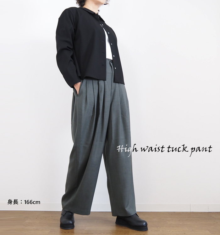 mizuiro ind ミズイロインド ハイウエストタックパンツ レディース