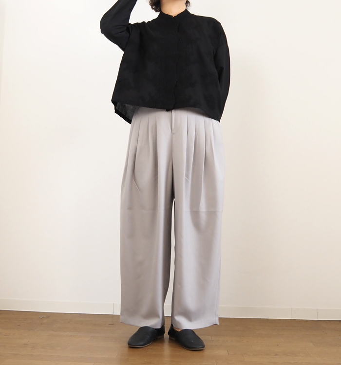 mizuiro ind ミズイロインド ハイウエストタックパンツ レディース