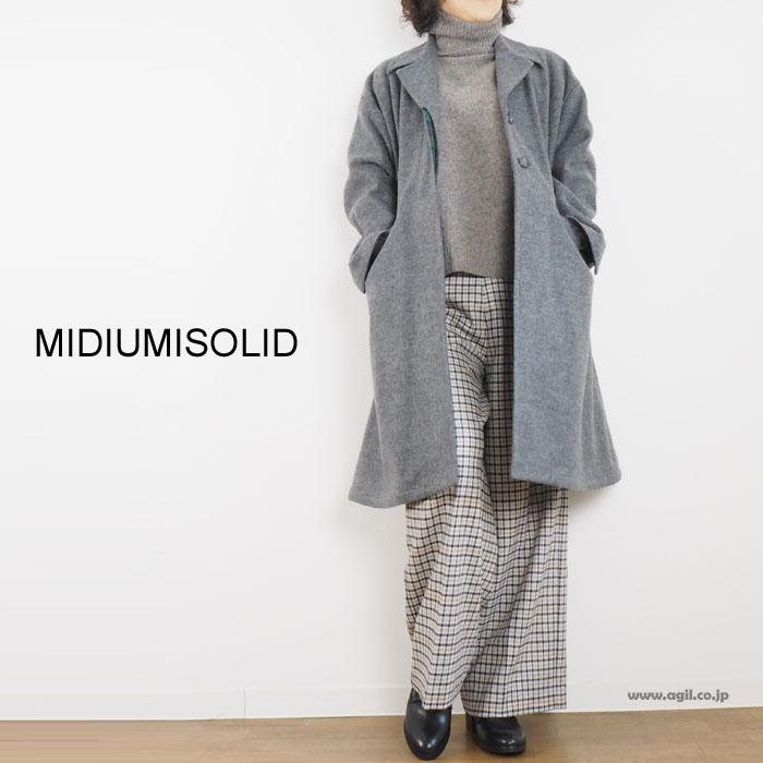 MIDIUMISOLID ミディウミソリッド チェスターコート アクリルウールメルトン素材 グレー レディース