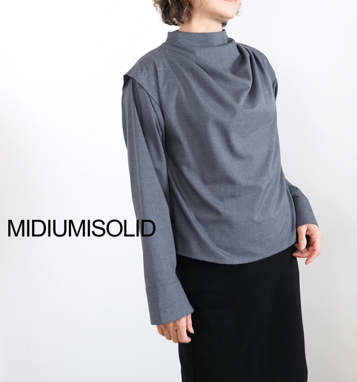 MIDIUMISOLID ミディウミソリッド ドレープブラウス プルオーバー 