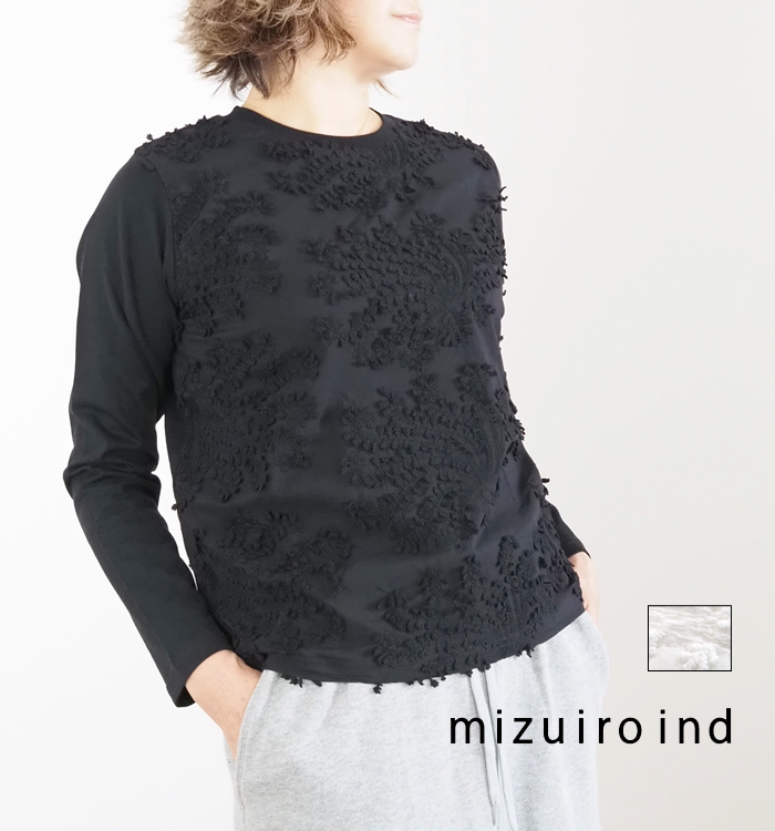 mizuiro ind ミズイロインド レースコンビ クルーネックプルオーバー レディース