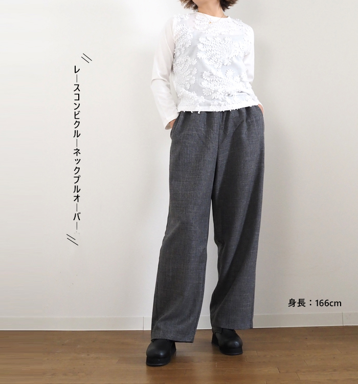 mizuiro ind ミズイロインド レースコンビ クルーネックプルオーバー レディース