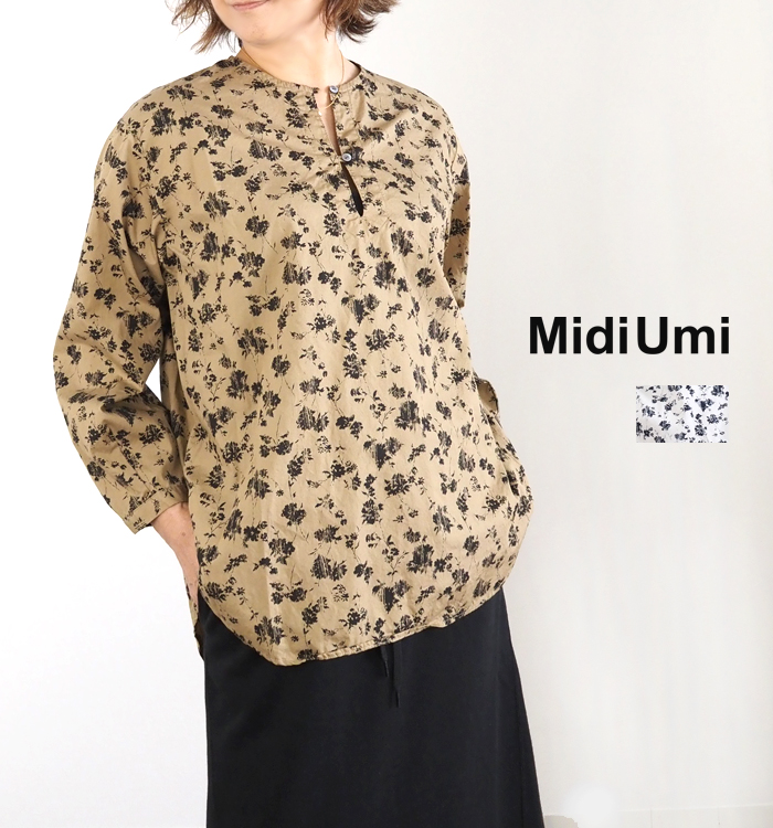 MidiUmi ミディウミ プリントスキッパーチュニックシャツ レディース