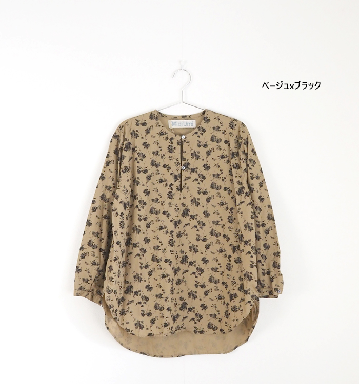 MidiUmi ミディウミ プリントスキッパーチュニックシャツ レディース