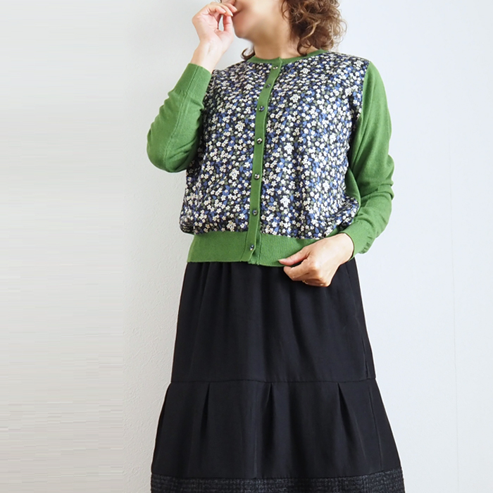 sosotto ソソット リバティプリントドッキングニットカーディガン レディース