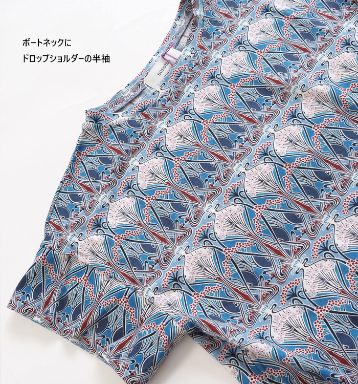 sosotto ソソット リバティプリント半袖Tシャツ クルーネック レディース