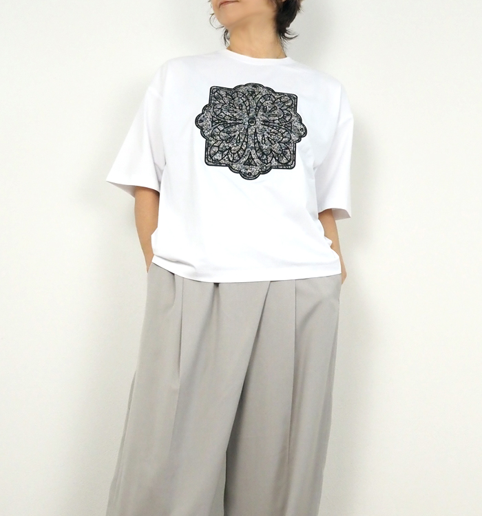 sosotto ソソット LIBERTY刺繍Tシャツ プレーティング天竺 カットソー
