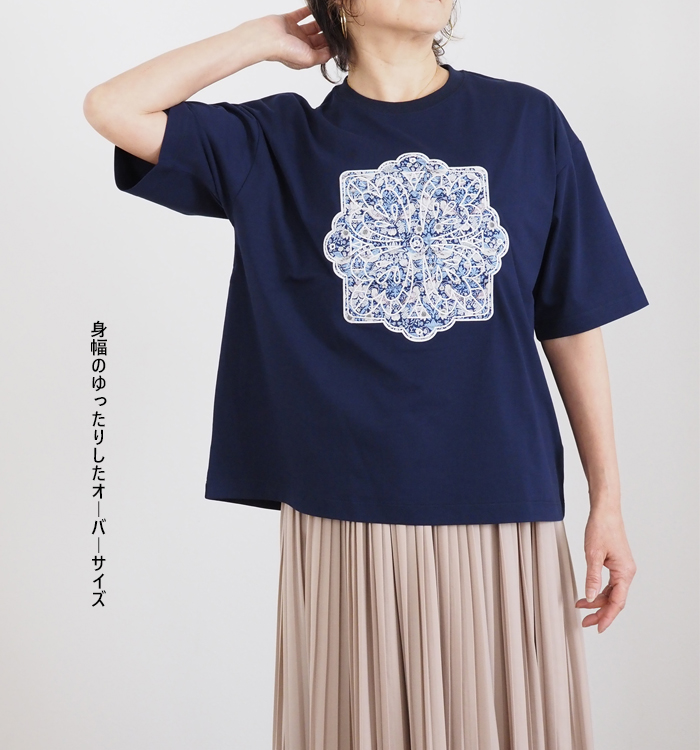 sosotto ソソット LIBERTY刺繍Tシャツ プレーティング天竺 カットソー