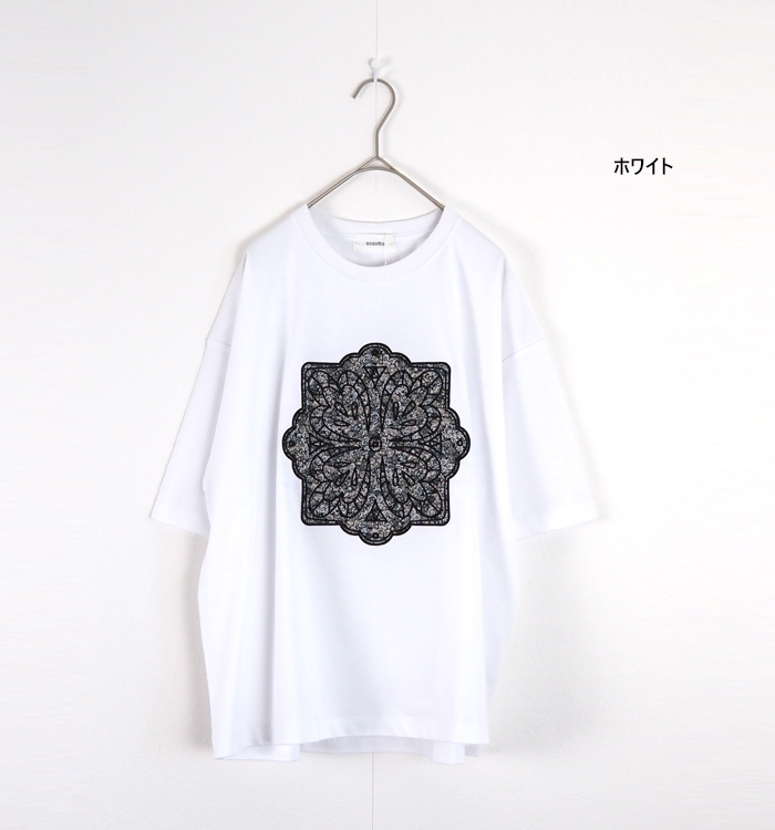 sosotto ソソット LIBERTY刺繍Tシャツ プレーティング天竺 カットソー
