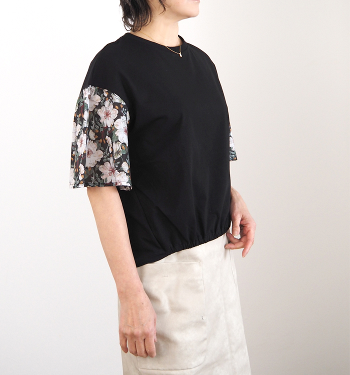 sosotto ソソット Tシャツ LIBERTYシルフローンギャザー袖 プレーティング天竺 レディース