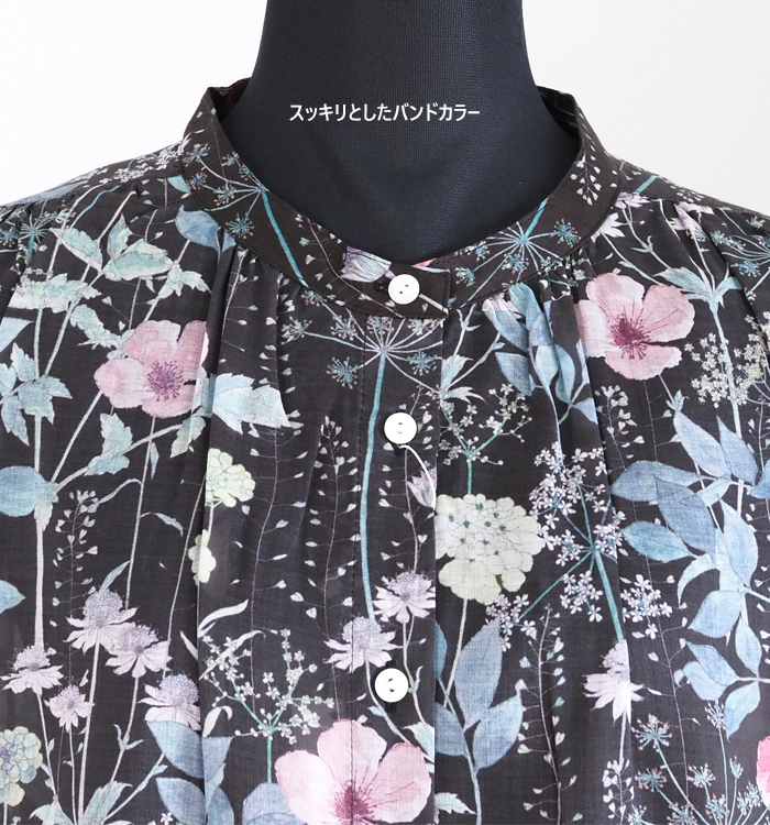 sosotto ソソット ブラウス LIBERTYPRINT ギャザーネック 半袖 レディース