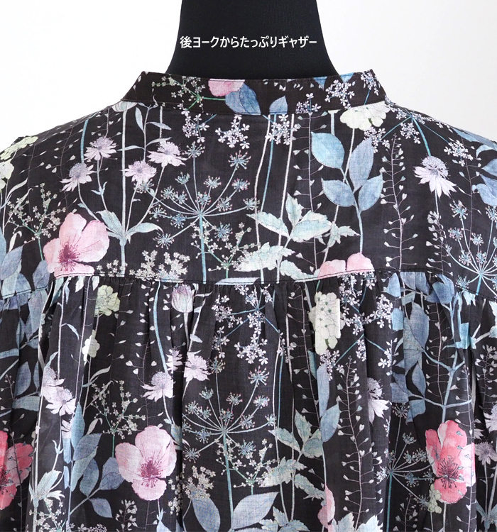 sosotto ソソット ブラウス LIBERTYPRINT ギャザーネック 半袖 レディース