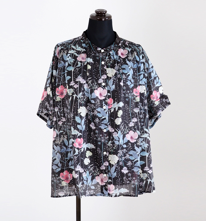 sosotto ソソット ブラウス LIBERTYPRINT ギャザーネック 半袖 レディース