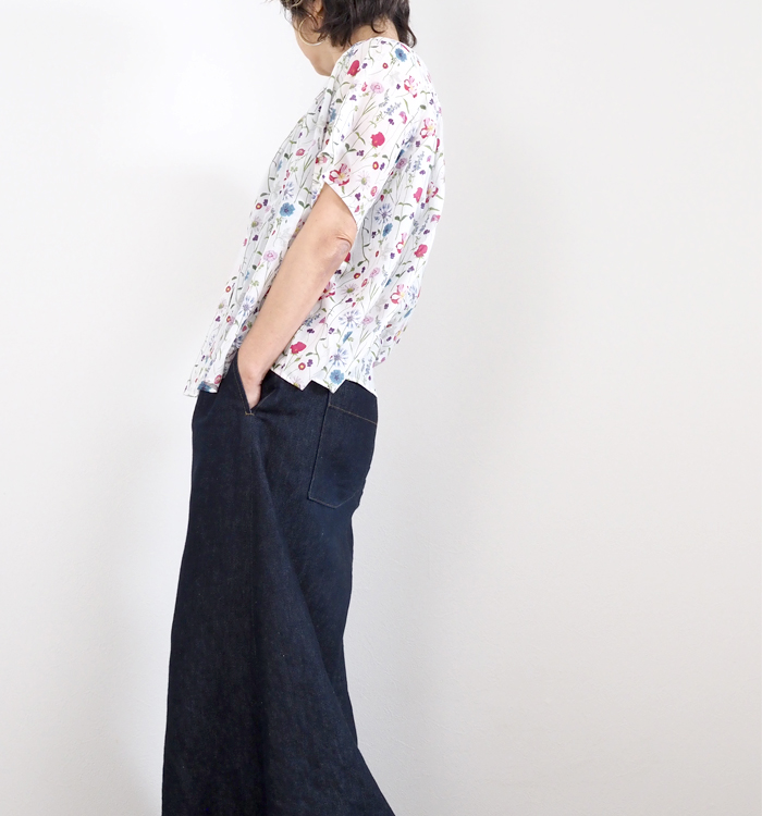 sosotto ソソット ブラウス LIBERTYPRINT ギャザーネック 半袖 レディース