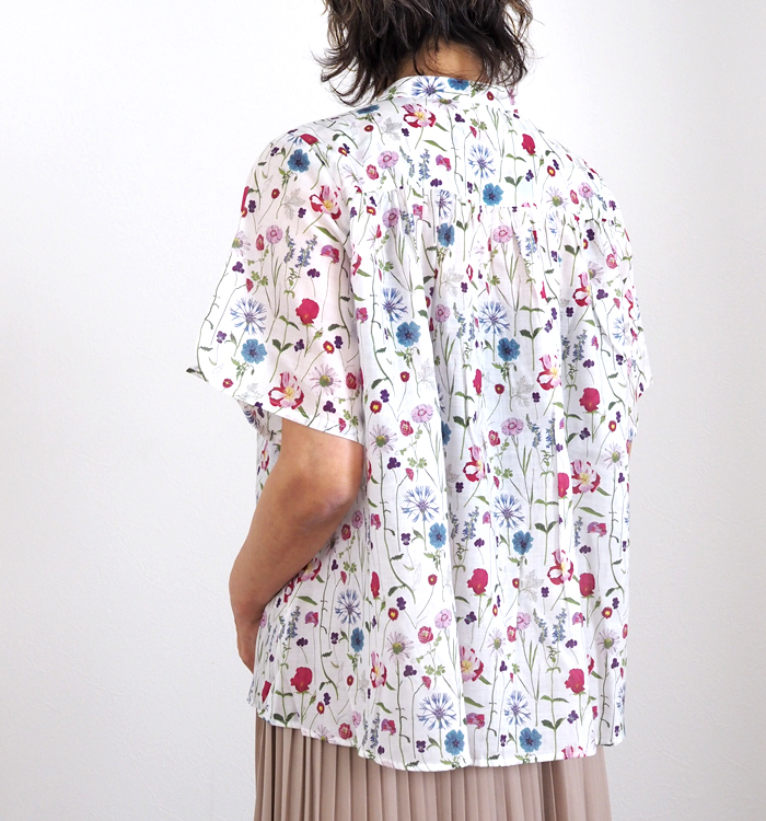 sosotto ソソット ブラウス LIBERTYPRINT ギャザーネック 半袖 レディース