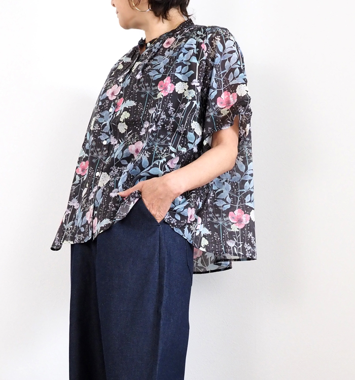 sosotto ソソット ブラウス LIBERTYPRINT ギャザーネック 半袖 レディース