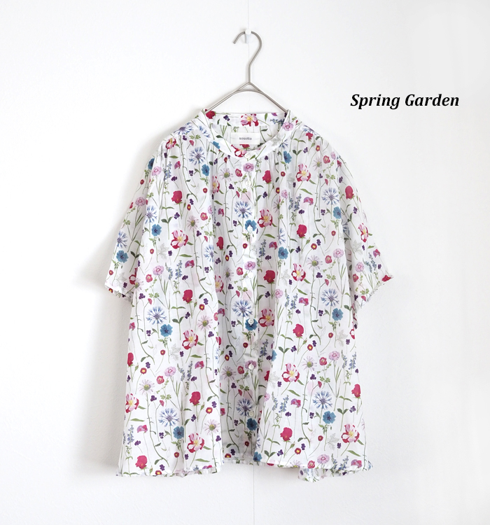sosotto ソソット ブラウス LIBERTYPRINT ギャザーネック 半袖 レディース