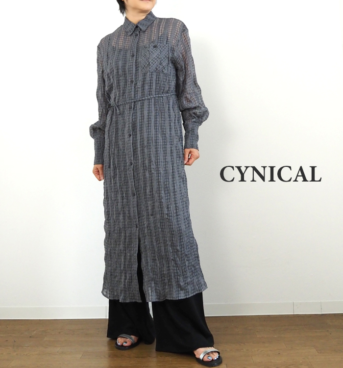 CYNICAL シアーチェックロングワンピース 着用イメージ
