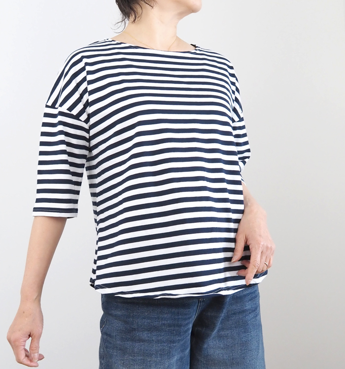 NARU factory ナルファクトリー ボーダーTシャツ ラウンドネック レディース