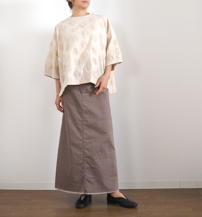 NARU ナルファクトリー 綿麻シーチング塩縮ワイドTシャツ