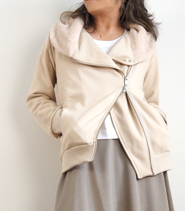 Boutique Ordinary ブティークオーディナリー 裏毛ライダースジャケット レディース