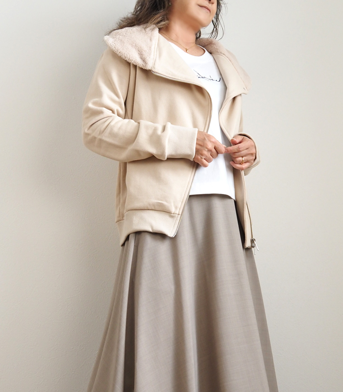 Boutique Ordinary ブティークオーディナリー 裏毛ライダースジャケット レディース