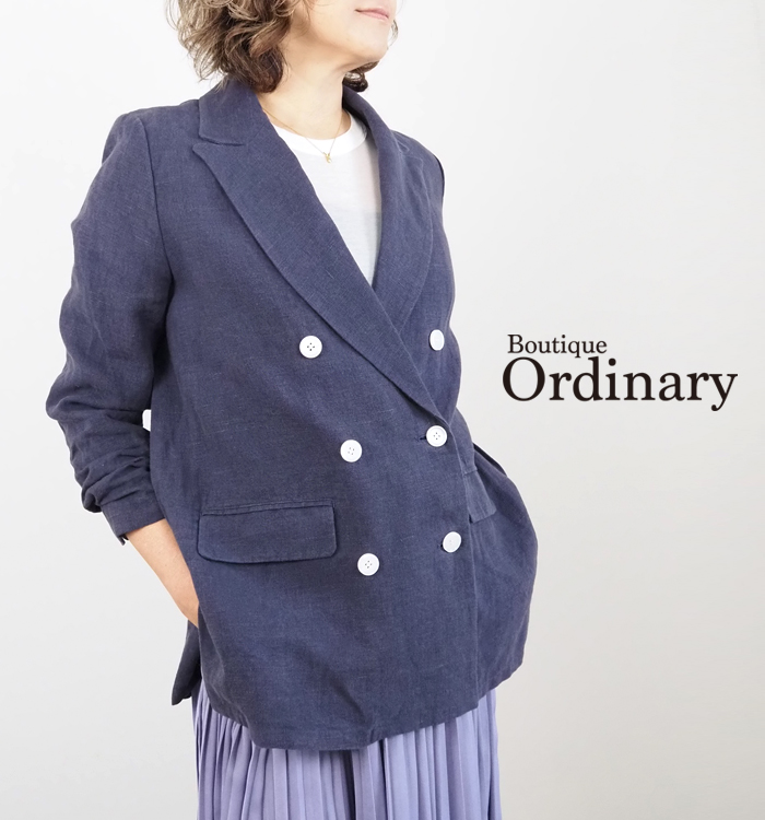Boutique Ordinary ブティックオーディナリー リネンジャケット ダブルブレスト