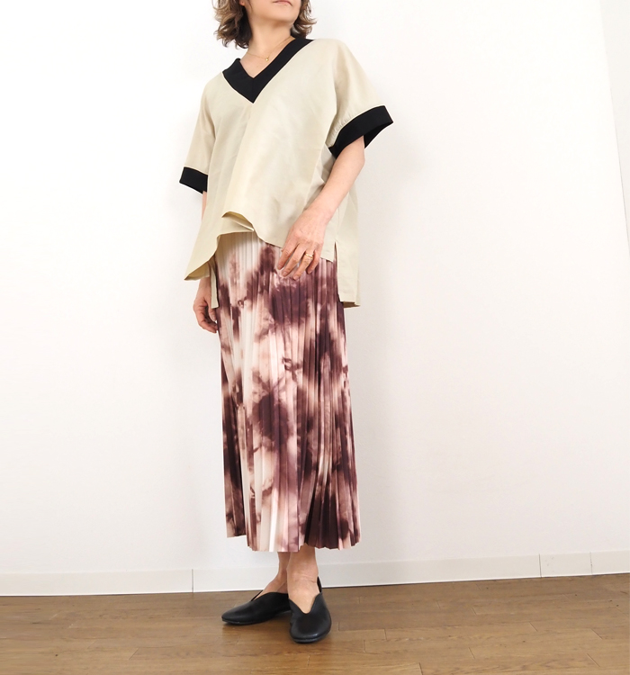 Boutique Ordinary ブティックオーディナリー プリーツスカート タイダイプリント