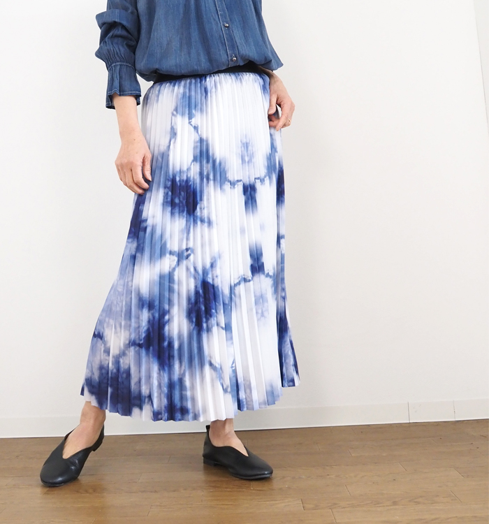 Boutique Ordinary ブティックオーディナリー プリーツスカート タイダイプリント