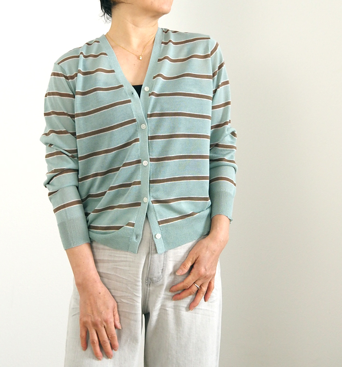 Boutique Ordinary ブティークオーディナリー シアーニットボーダーカーディガン