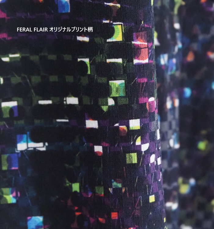 FERAL FLAIR フィラルフレア シャツカラー Aラインプリントワンピース レディース