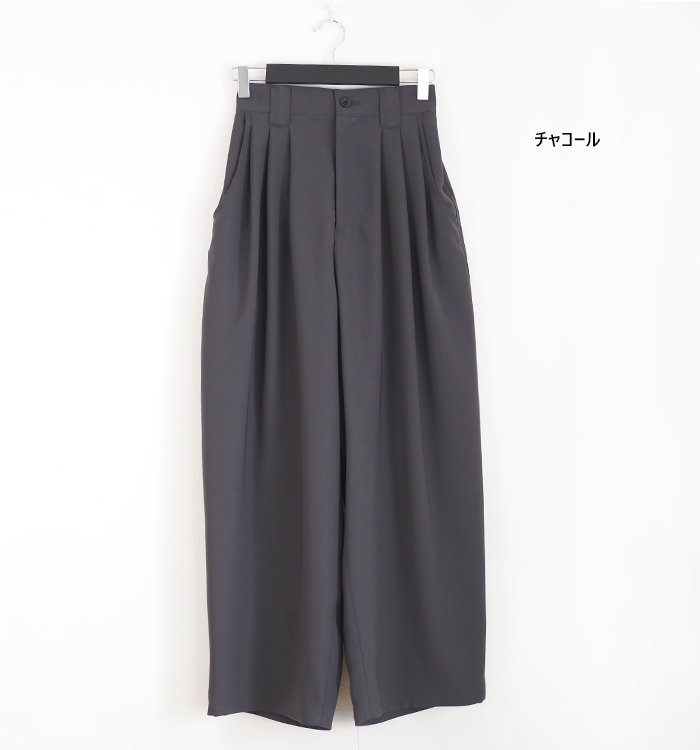 MANON マノン ３タックワイドパンツ 後ろゴム きれいめ