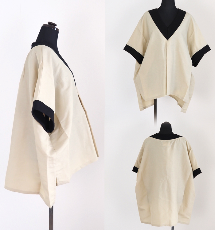 MANON マノン プルオーバーシャツ Vネック リネンナイロン レディース