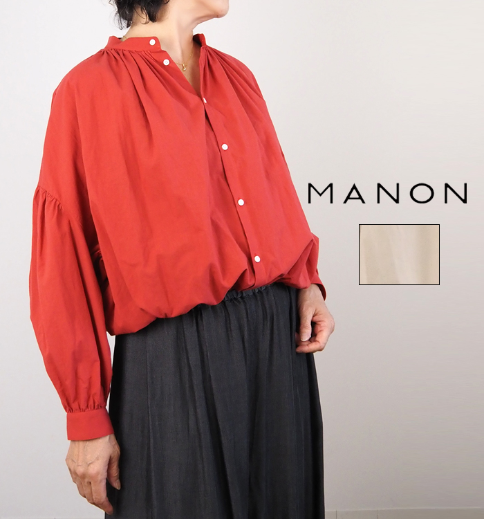 MANON バルーンアミカルシャツ レッド 着用イメージ