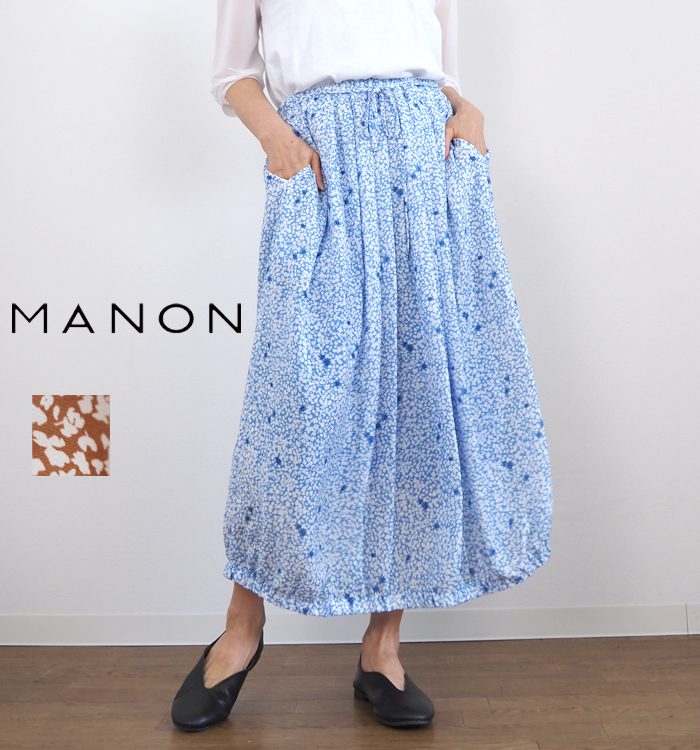 MANON マノン バルーンタックスカート オリジナルフラワープリント レディース