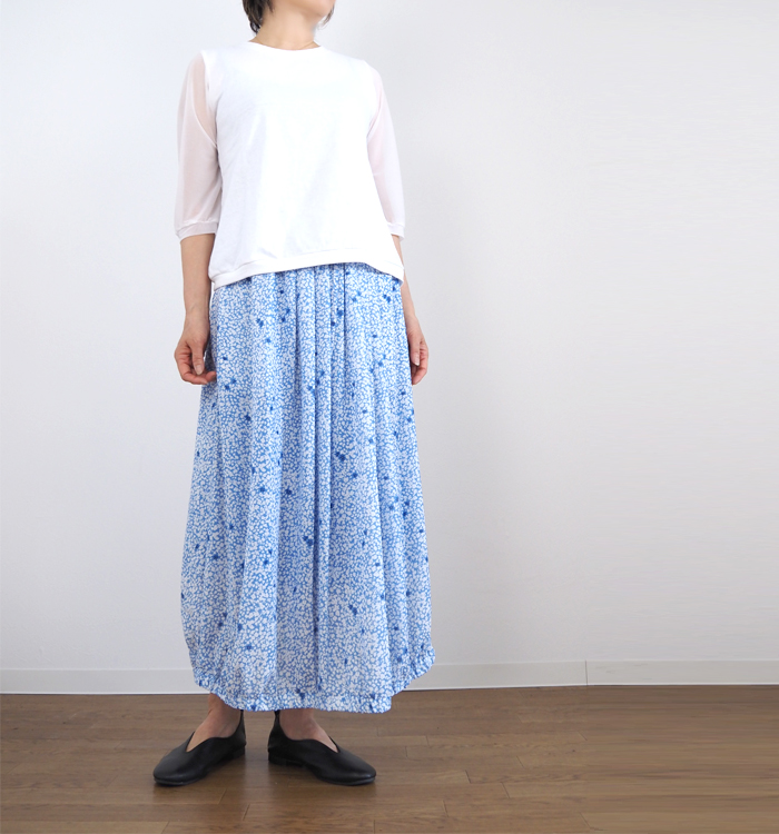 MANON マノン  バルーンタックスカート オリジナルフラワープリント レディース