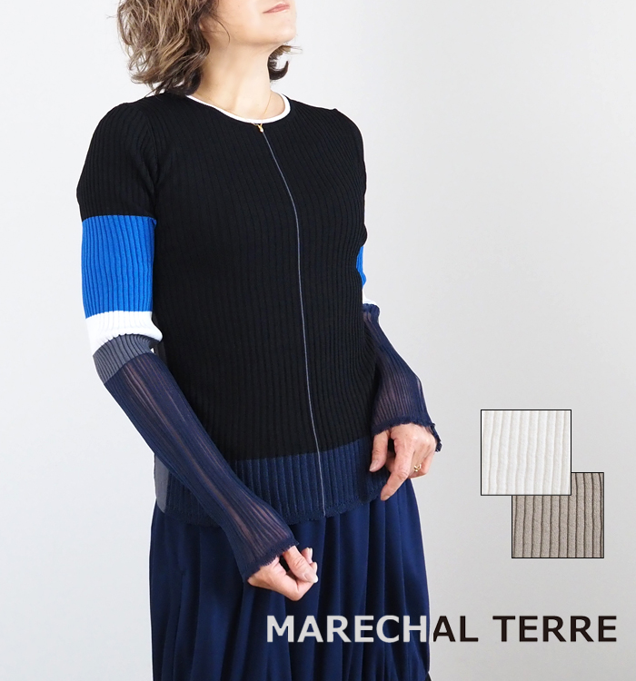 MARECHAL TERRE マルシャルテル ニット カラーブロック クルーネック レディース