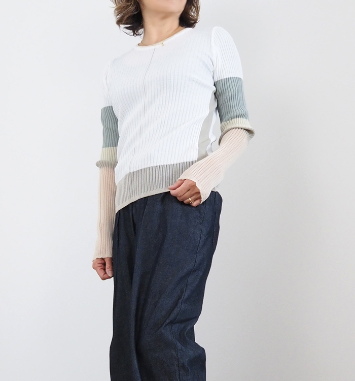 MARECHAL TERRE マルシャルテル ニット カラーブロック クルーネック レディース